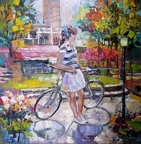 girl with bicycle 